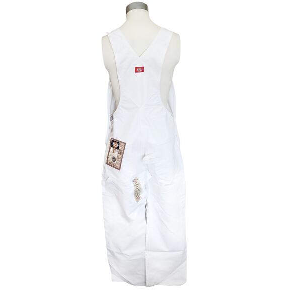 DICKIES Traditional Fit white classic denim Painters Bib Overalls Sz 36 x 32 NEW - Picture 3 of 6